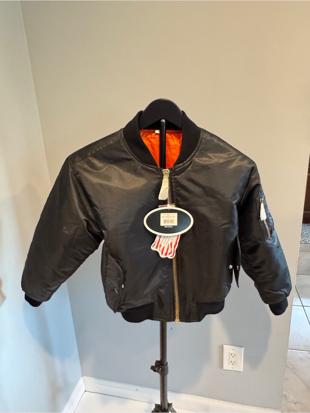Rothco MA-1 Flight Bomber Jacket Youth Large Black/Orange Reversible
